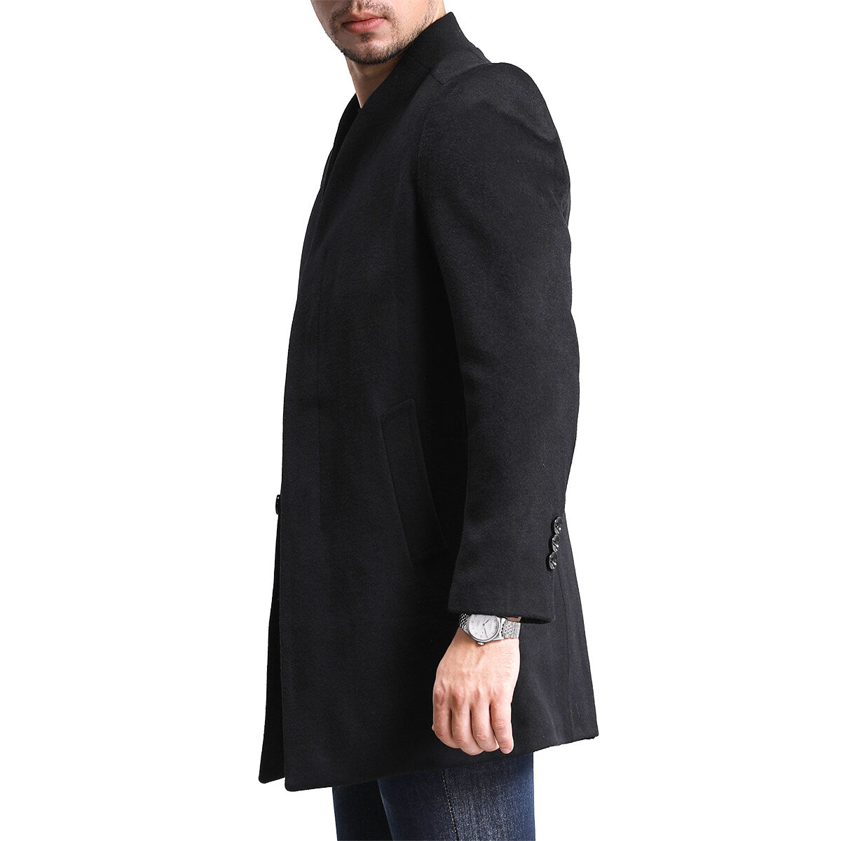 Youthup Mens Single Breasted Wool Slim Fit Pea Coat