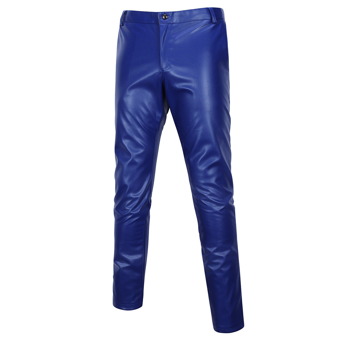 Youthup Mens Fleece-Lined Straight-Leg Leather Pants
