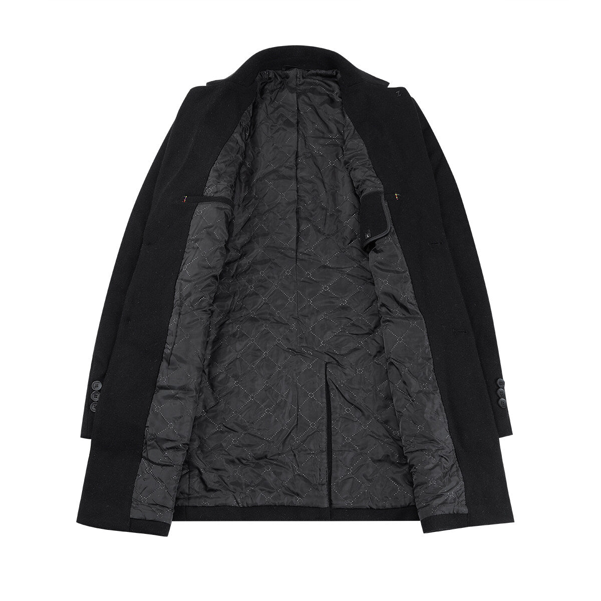 Youthup Mens Wool Blend Mid-Length Coat Winter Business Trench Topcoat