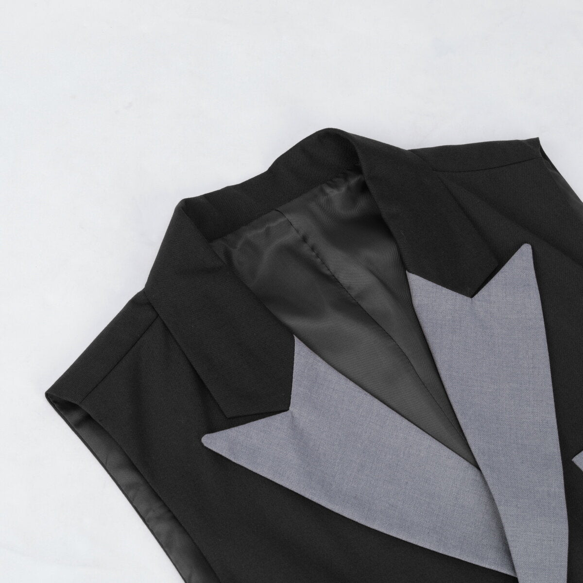 Youthup Mens Business Suit Vest Color Block Peak Collar Slim Fit Waistcoat