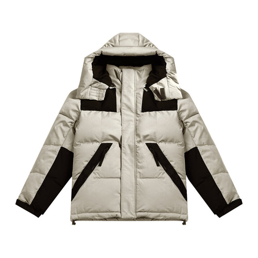 YOUTHUP Mens Winter Cotton Coat Colorblock Thick Hooded Jacket