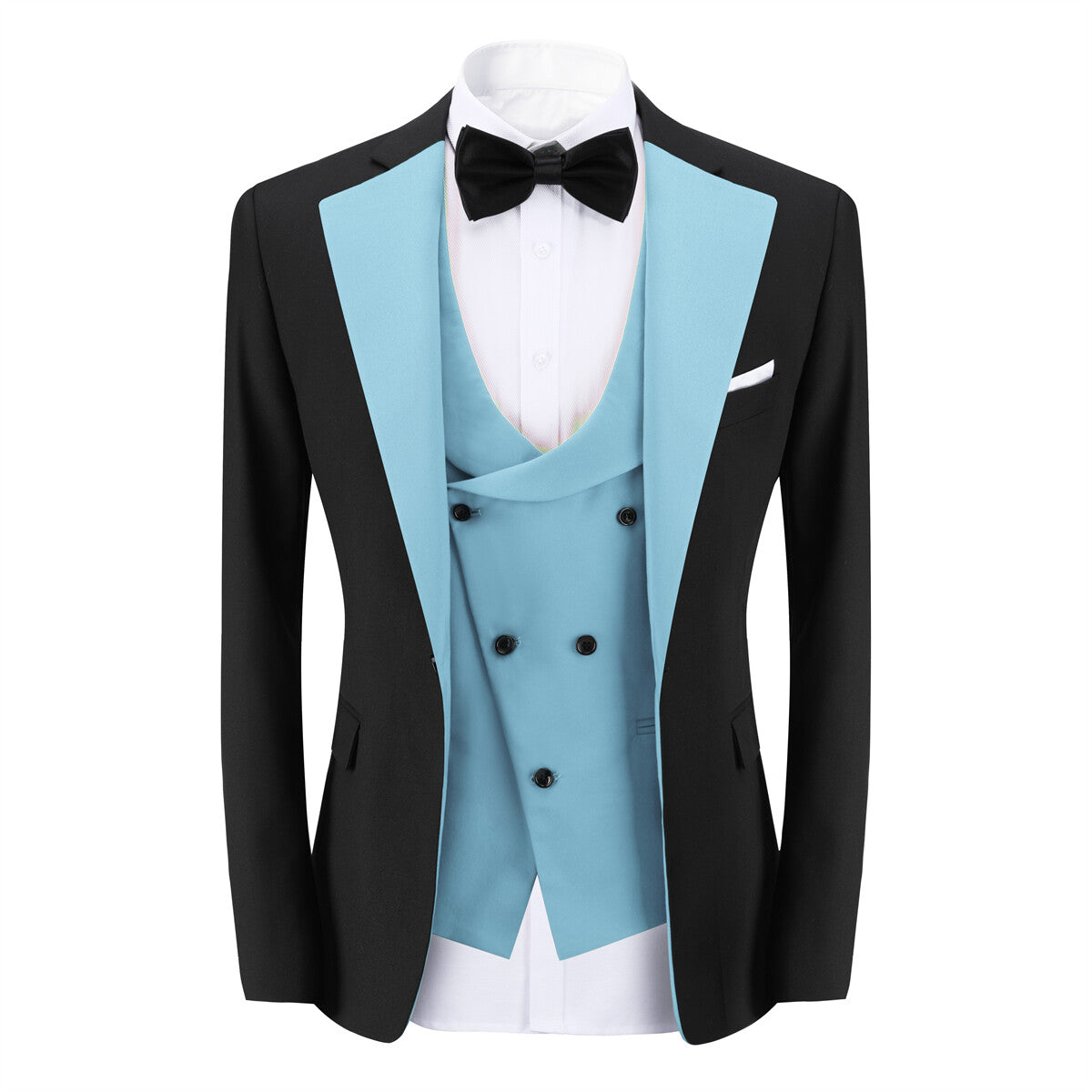Youthup Mens 3Pce ColorBlock Dress Suits Wedding Blazer and Vest and Pants