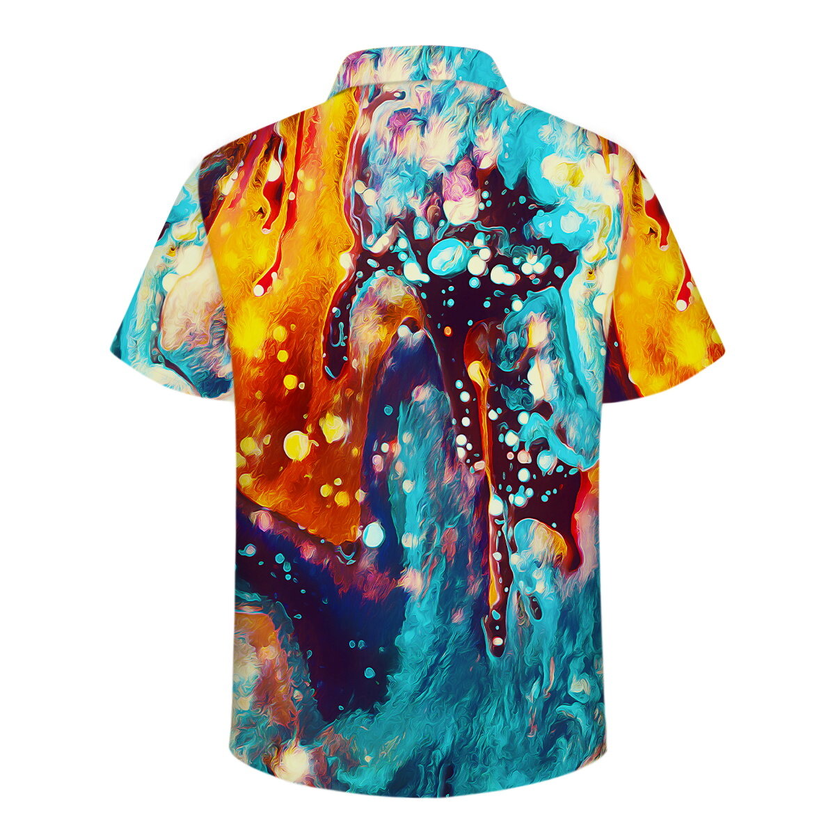 Youthup Mens Shiny Oil Paint Short Sleeve Shirt