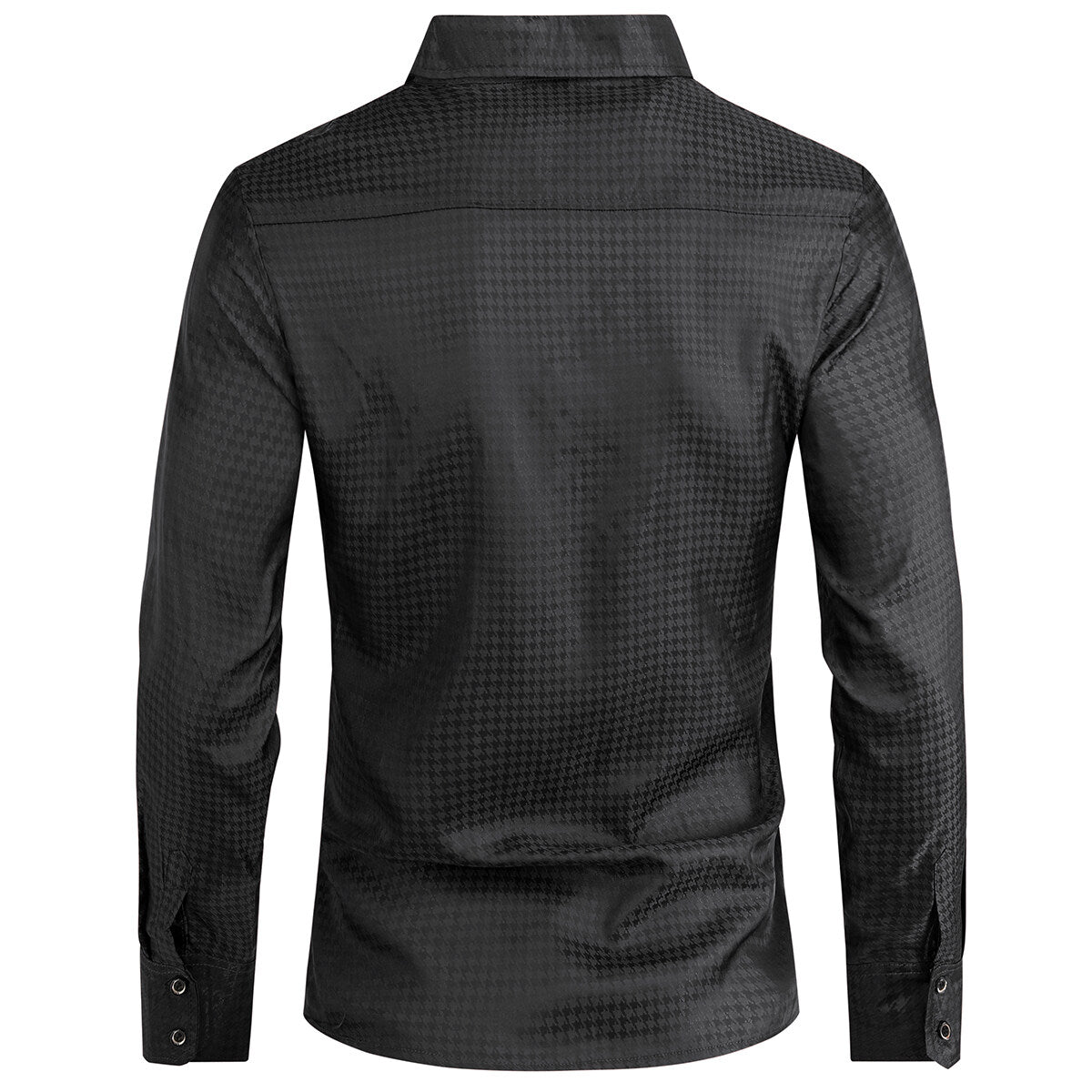 Youthup Mens Houndstooth Pattern Print Formal Shirt