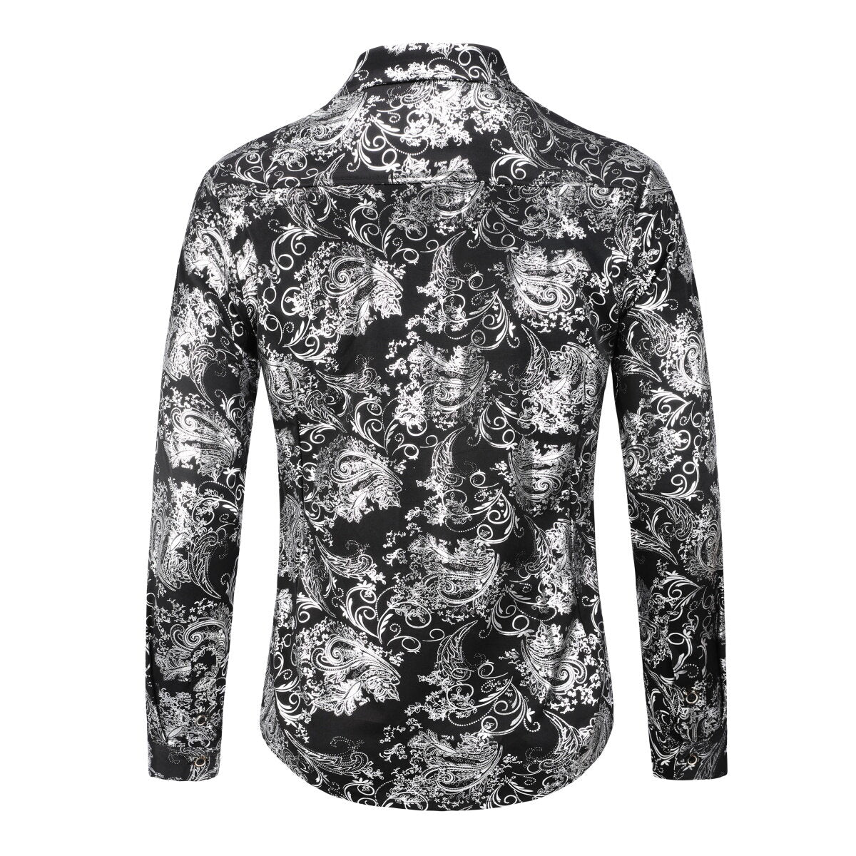 Youthup Mens Gold Stamping Paisley Pattern Bronzing Night Club Party Shirt