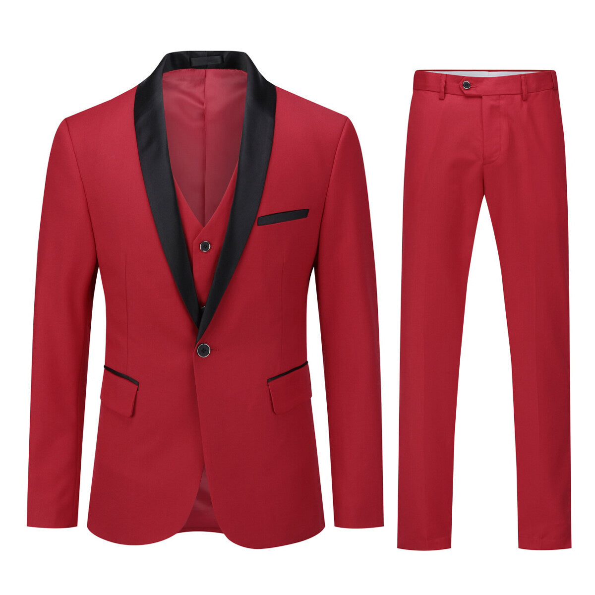 Youthup Mens 3-Pce Business Suit Slim Fit Wedding Party Blazer and Vest and Pants