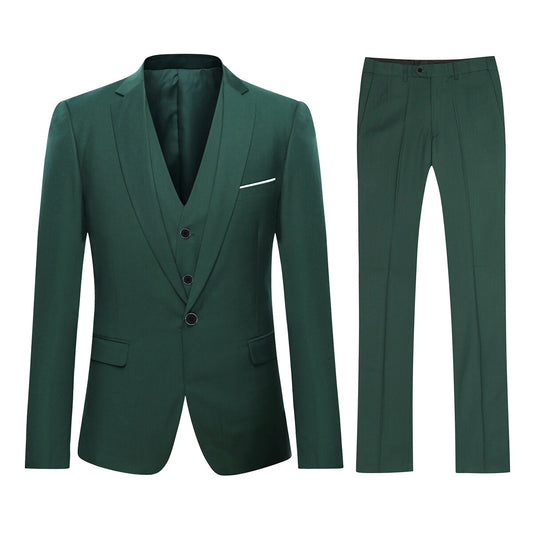 YOUTHUP Mens 3 Piece Business Slim Formal 1 Button Suit Set