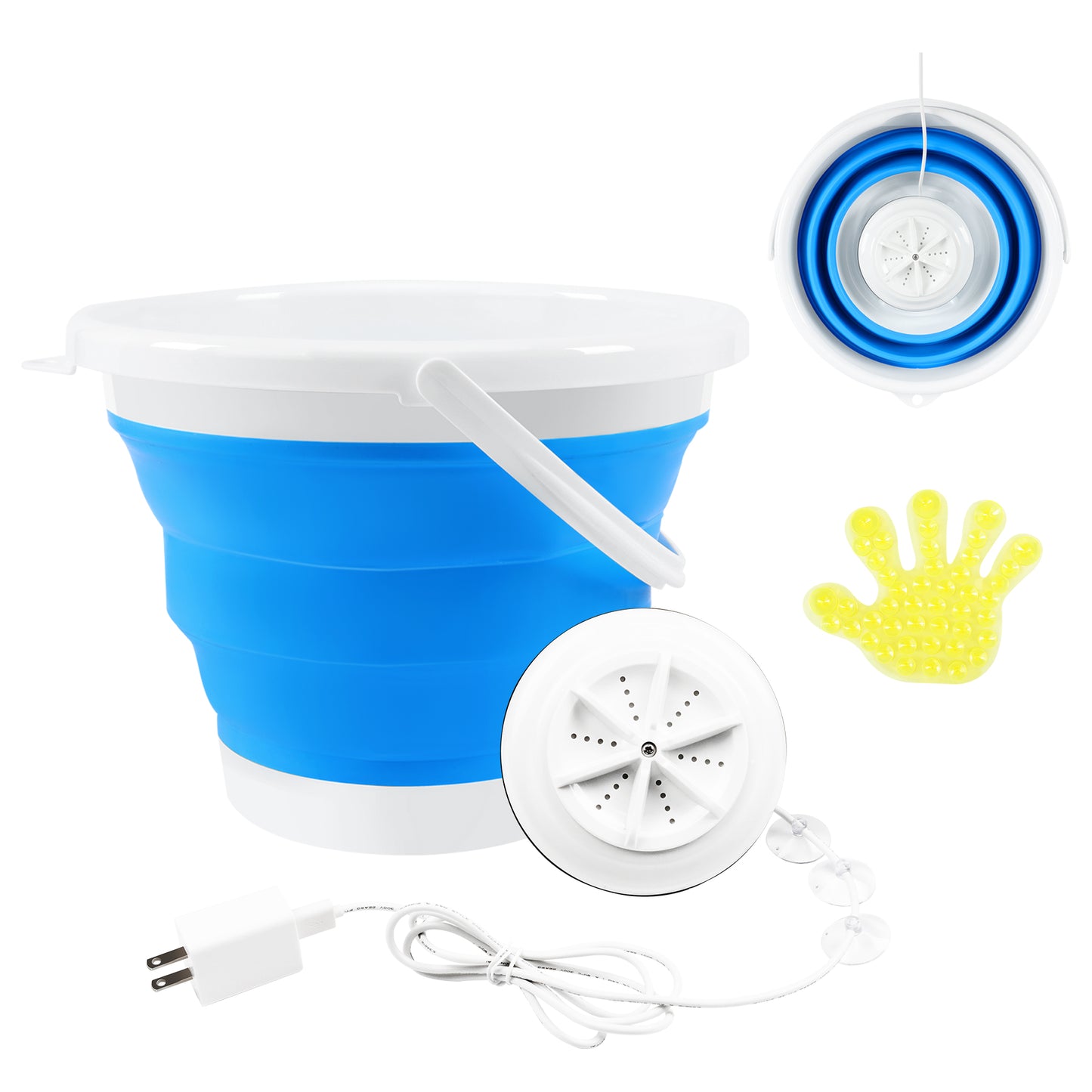 Draagbare opvouwbare wasmachine Automatische wasmachine voor appartement/studentenkamer - Blauw