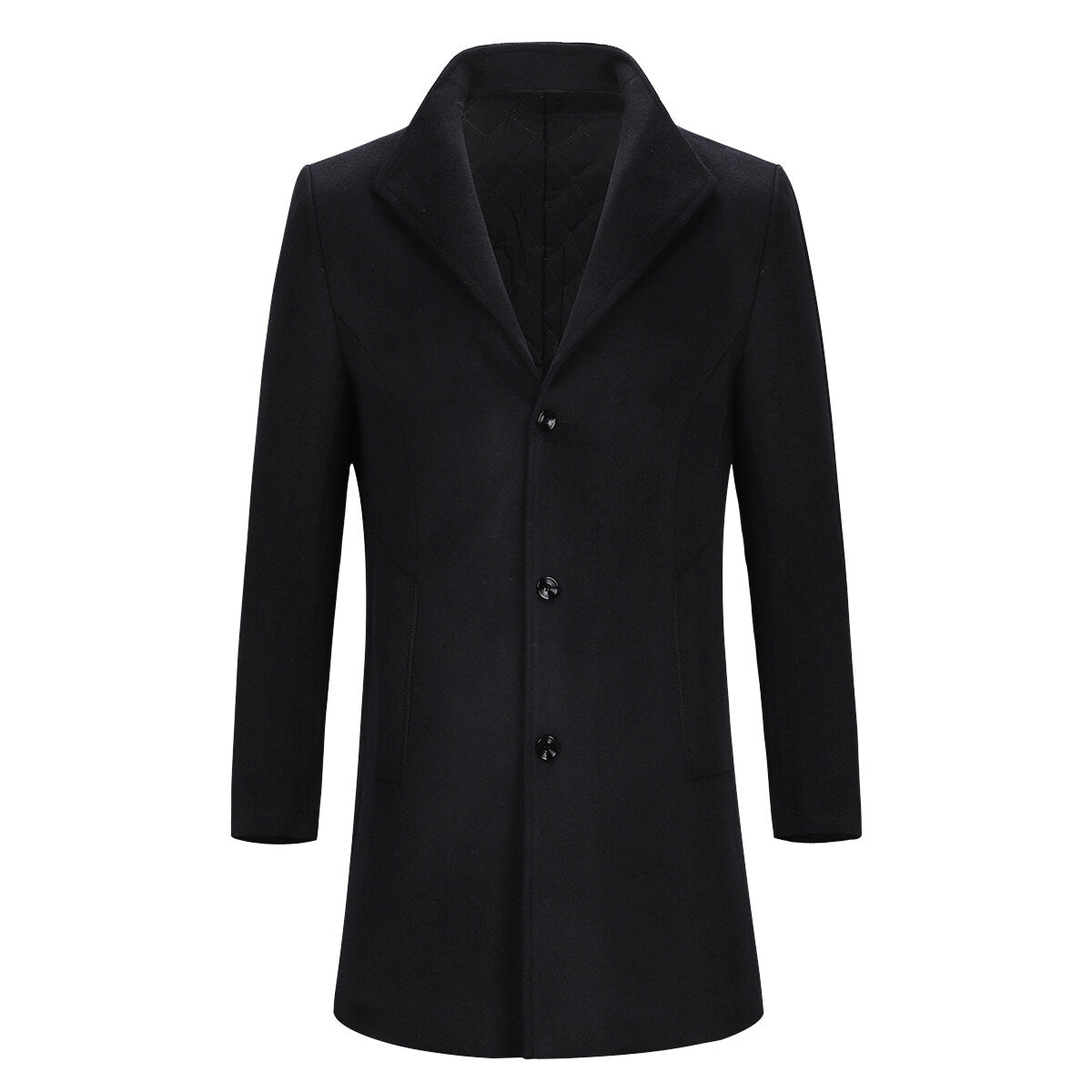 Youthup Mens Wool Blend Casual Overcoat Single Breasted Coat