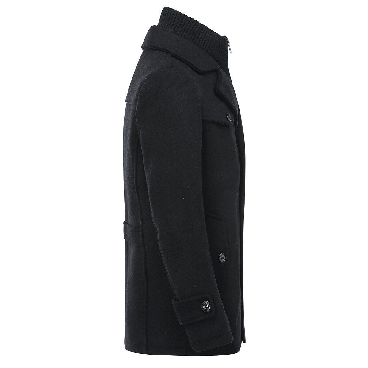 YOUTHUP Mens Thick Wool Coat Casual Double Collar Windbreaker Jacket
