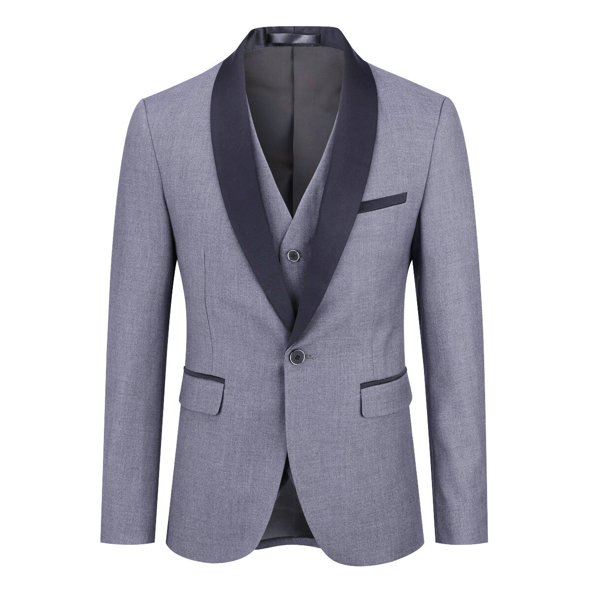Youthup Mens 3-Pce Business Suit Slim Fit Wedding Party Blazer and Vest and Pants