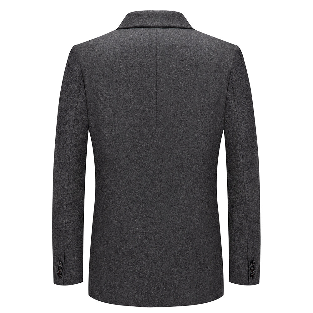 Youthup Mens Double-Breasted Wool Blazer Slim Fit Velvet Coat