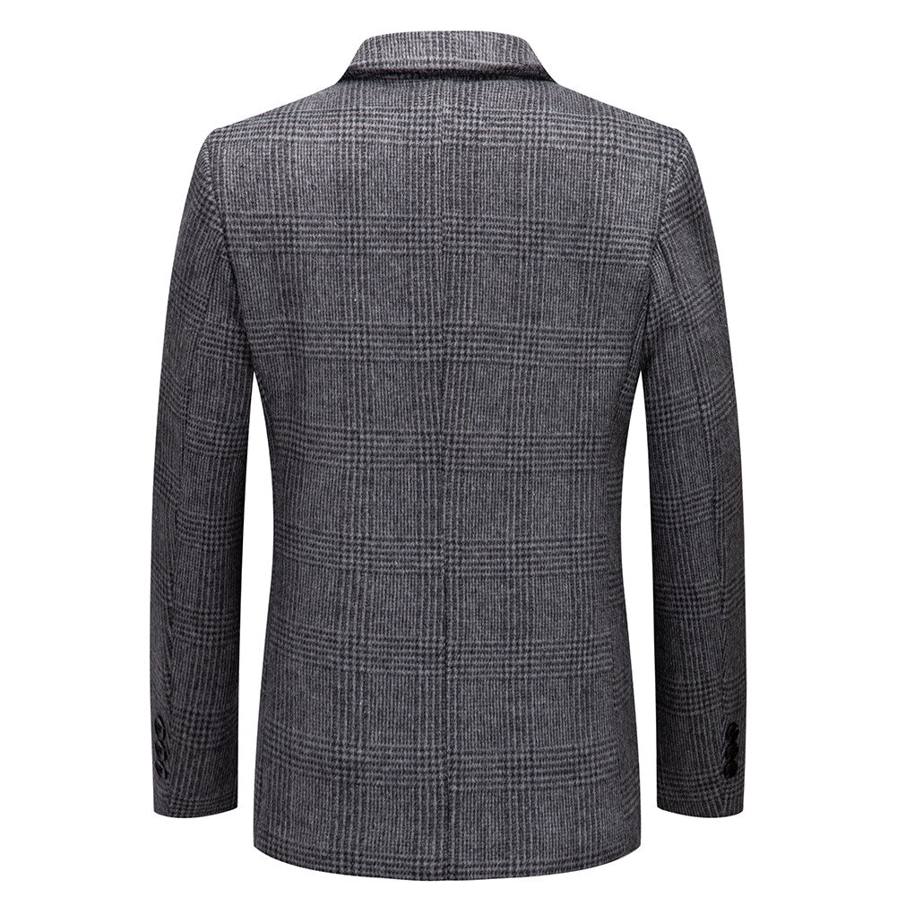 Youthup Mens Slim Fit Wool Jacket Thick Cashmere Suit Blazer