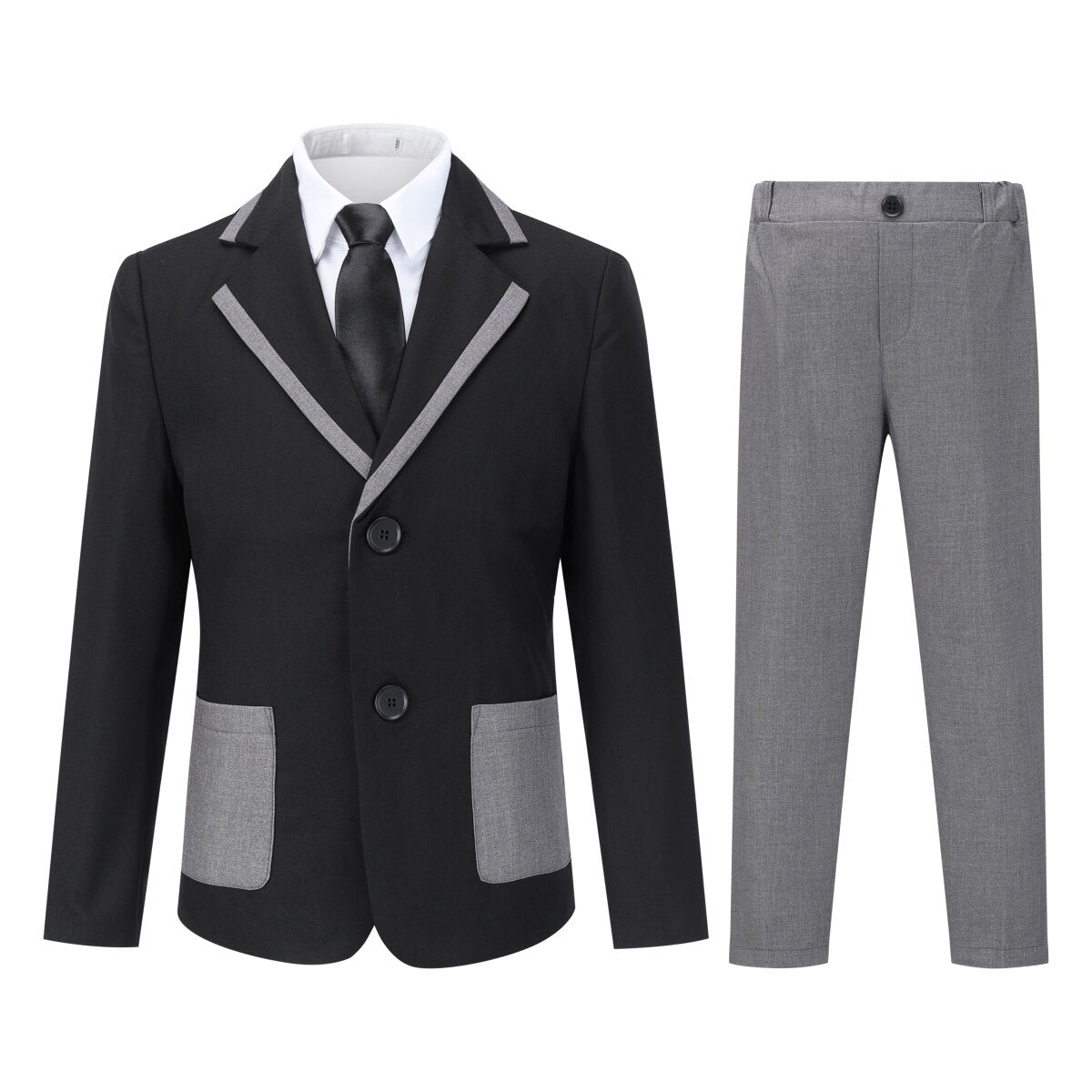 Youthup Boys Teen 4Pcs Colorblock Suit Wedding Formal Tuxedo