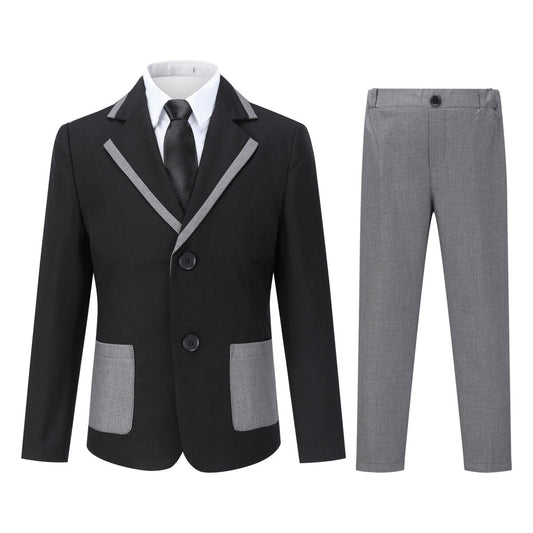 Youthup Boys Teen 4Pcs Colorblock Suit Wedding Formal Tuxedo