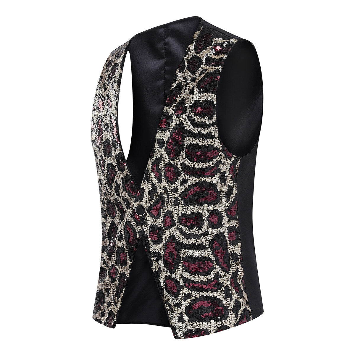 Youthup Mens Shiny Leopard Sequin Party Show Vest