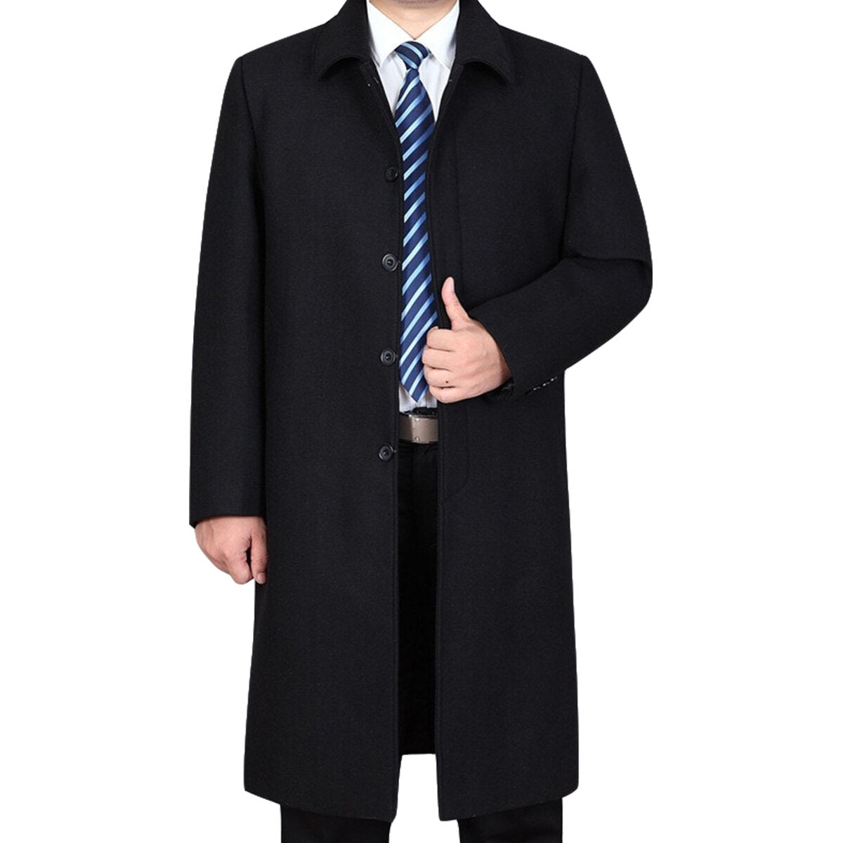 Youthup Mens Wool Blend Mid Length Coat