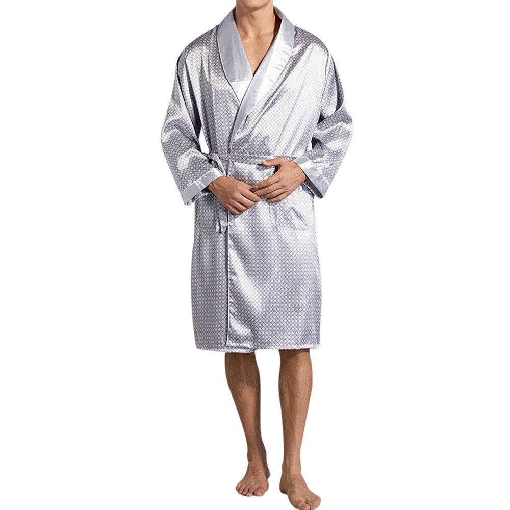 Youthup Mens Plaid Sleepwear Belted Slim Fit Robe Pajamas