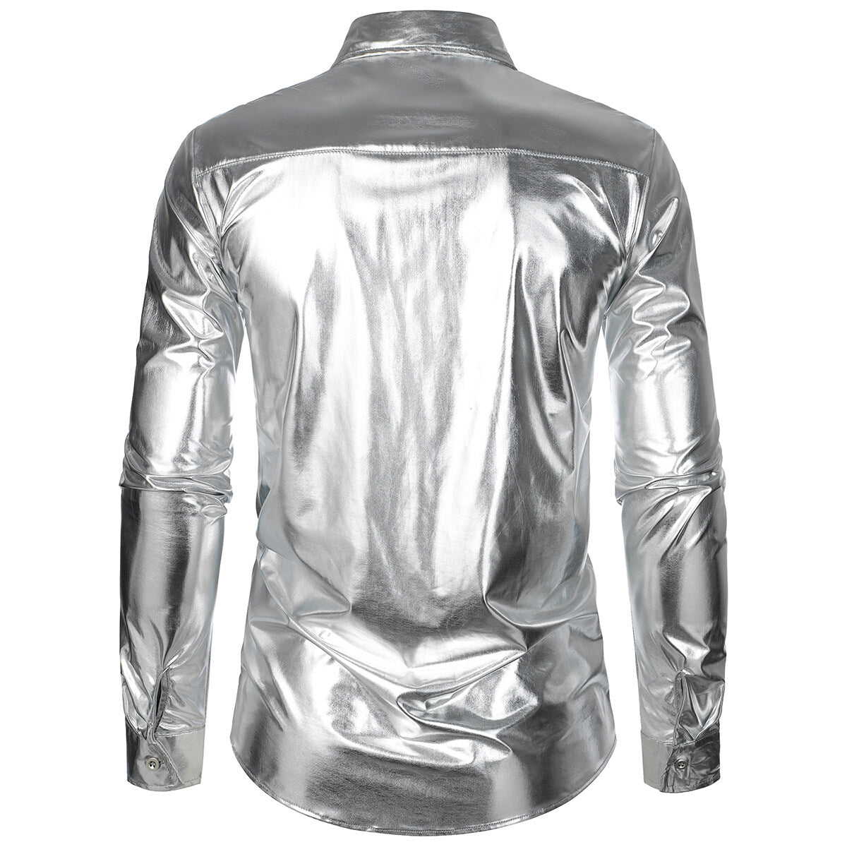 Youthup Mens Shiny Glossy Waterproof Long Sleeve Shirt