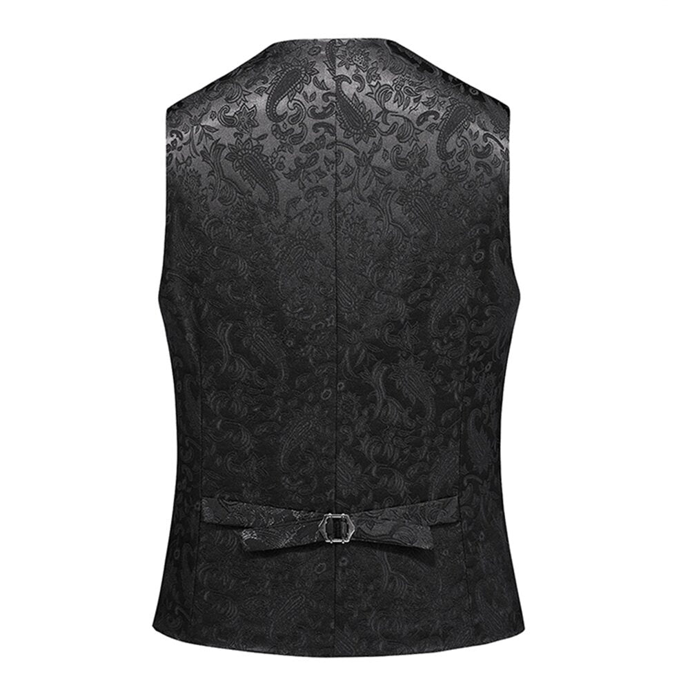 Youthup Mens 3Pce Paisley Dress Vest and Bow Tie Set and Pocket Square