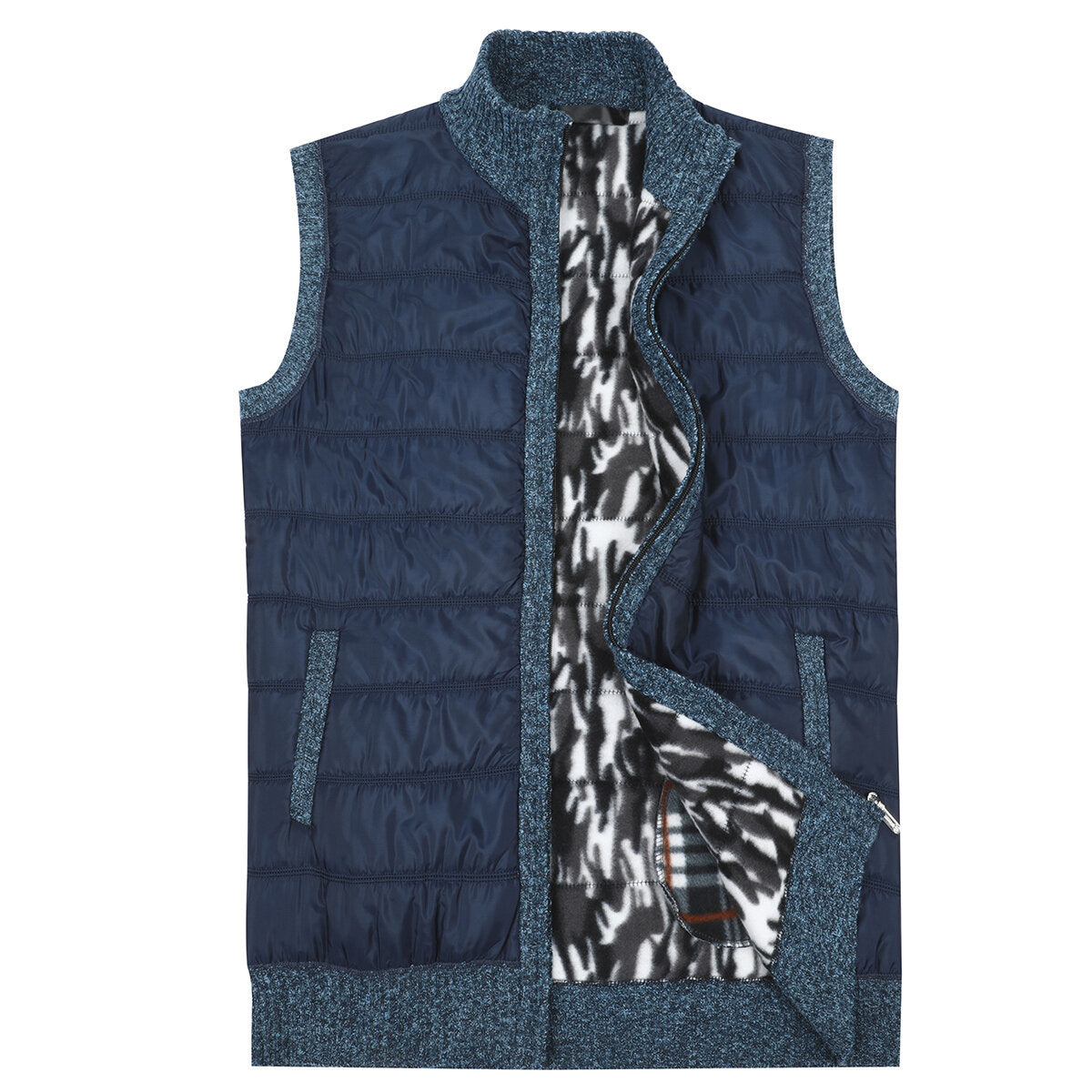 Youthup Mens Outdoor Sleeveless Jacket Fleece Leopard Lined Puffer Vest
