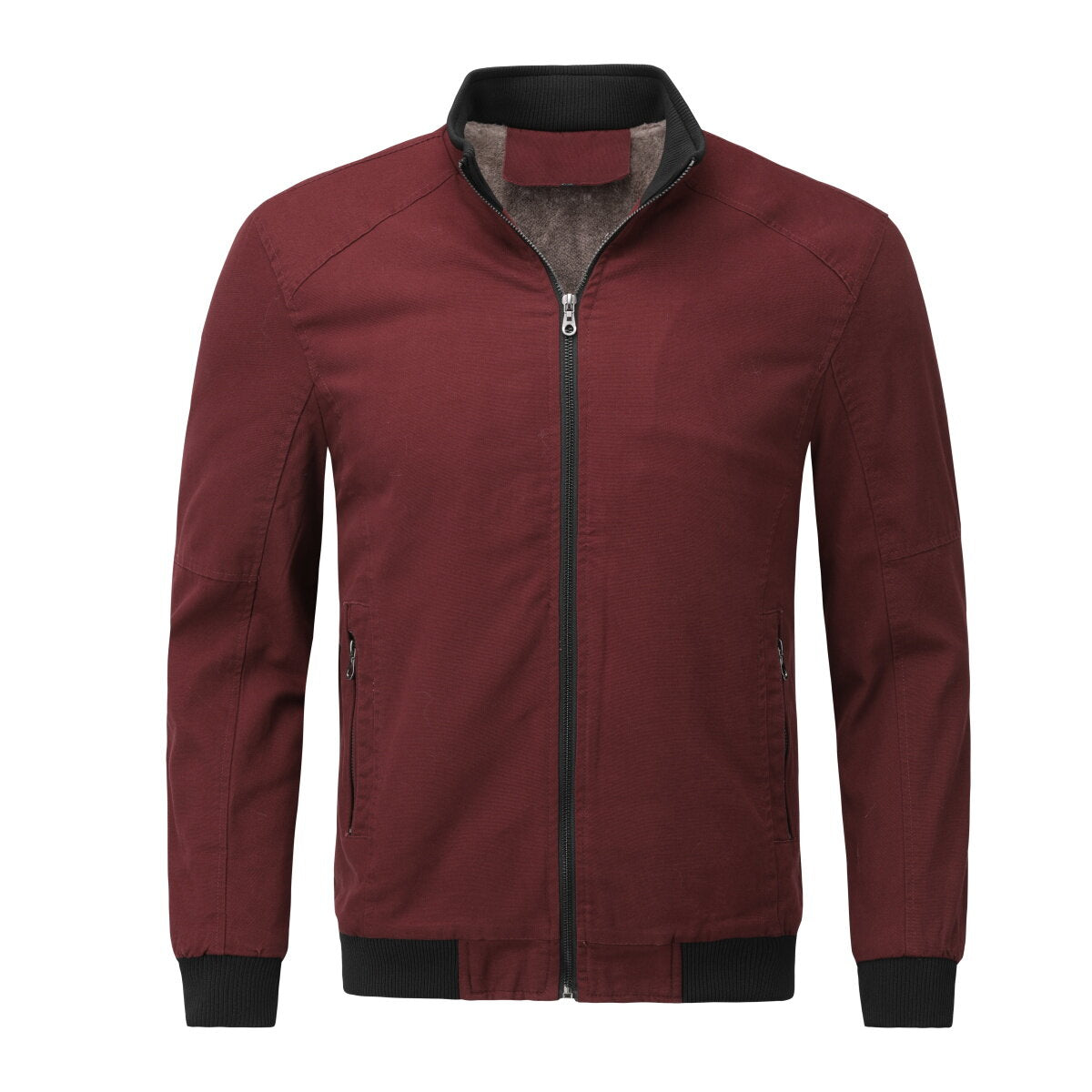 Youthup Mens Winter Stand Collar Plush Thickened Classic Zipper Jacket