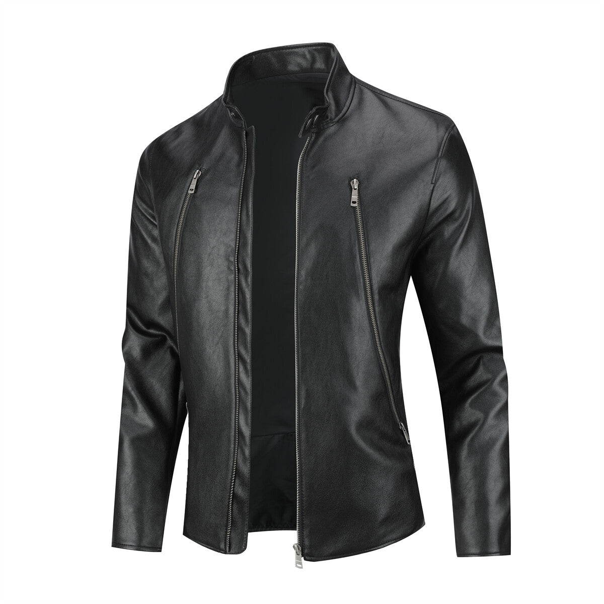 Youthup Mens Double Zipper Motorcycle Leather Jackets