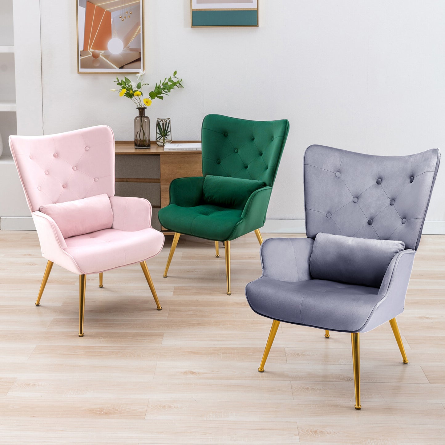 Poltrona de veludo com pernas de metal dourado Lounge almofadas vintage Poltronas reclináveis Poltronas estofadas Relax poltronas cinza
