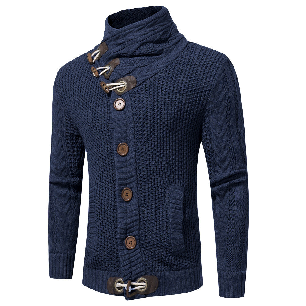 Youthup Mens Knitted Jacket Turtleneck Cardigan Sweaters