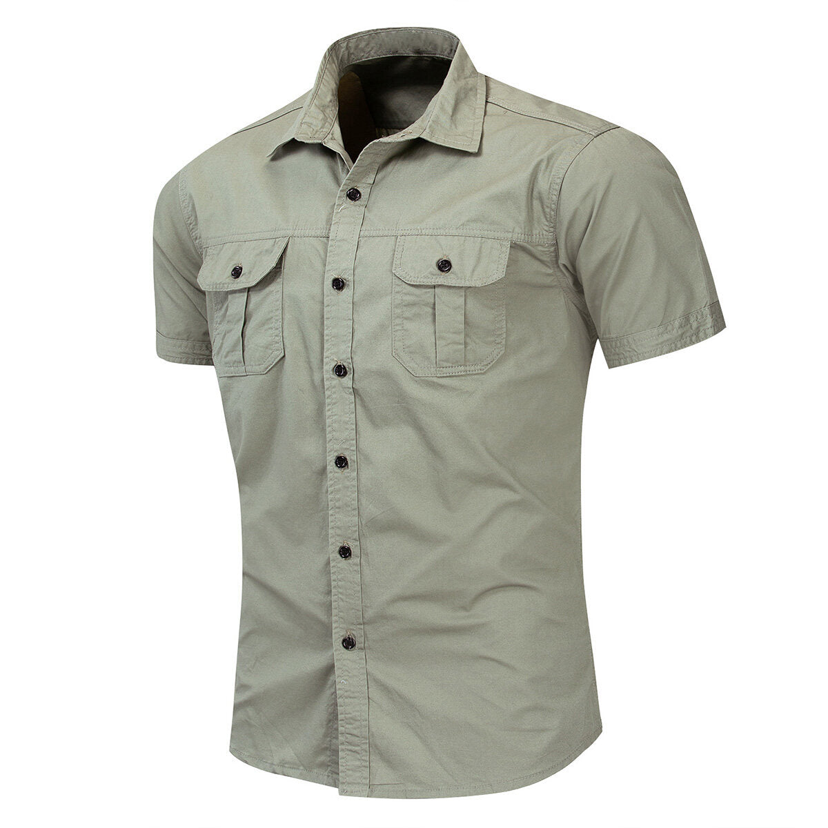 YOUTHUP Mens Short Sleeve Cargo Shirt Vintage Military Casual Tactical