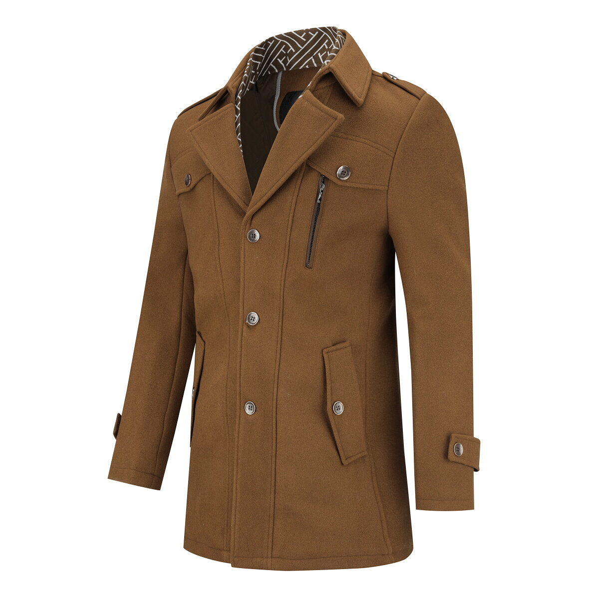 YOUTHUP Mens Thermal Wool Coat Casual Outing Lapel Jacket