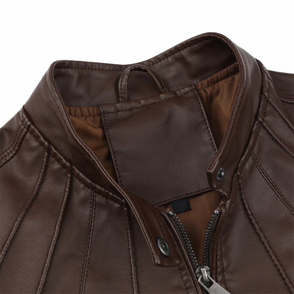 Youthup Mens Casual Soft Bomber Faux Leather Jacket
