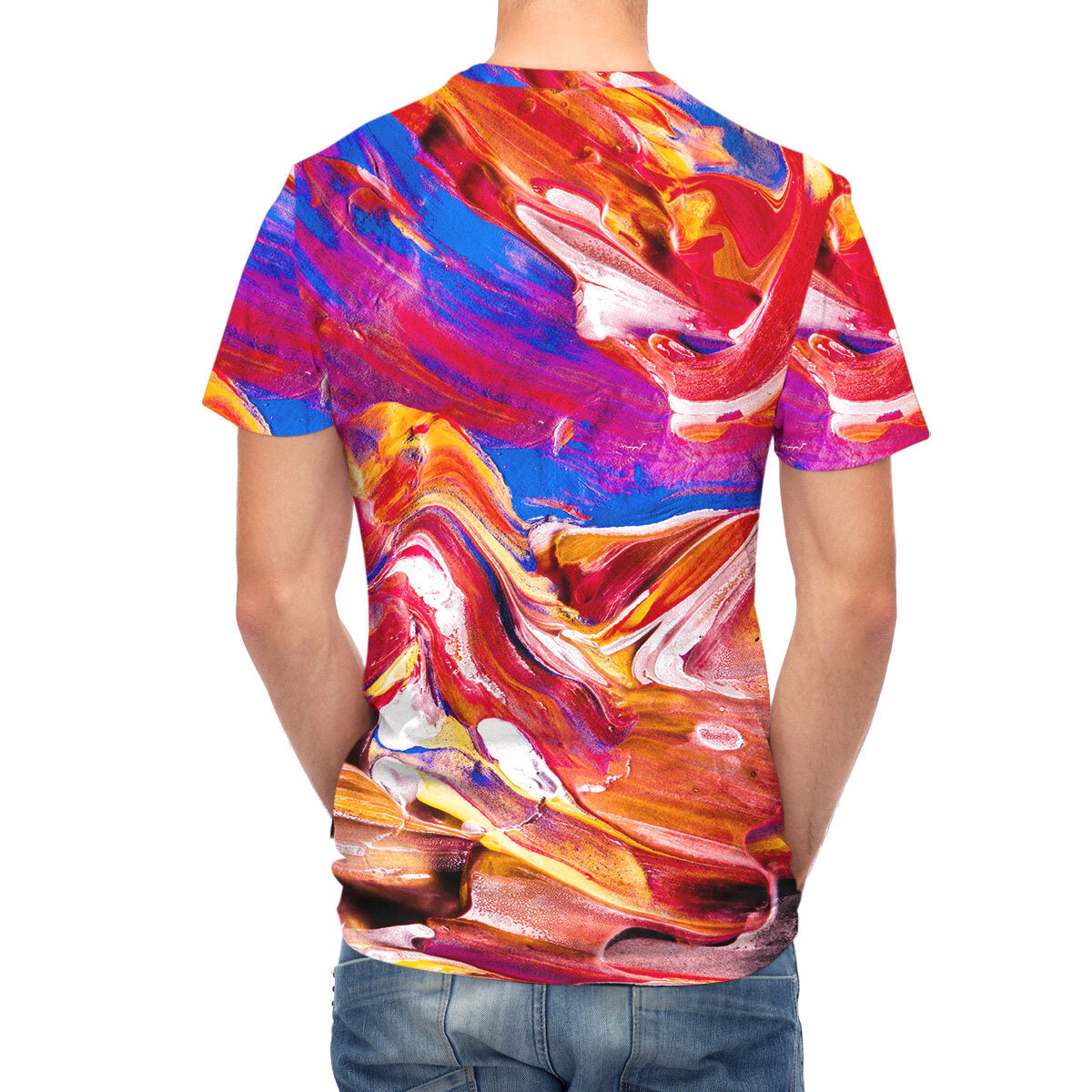 Youthup Mens Marble Print Short Sleeve Shirt