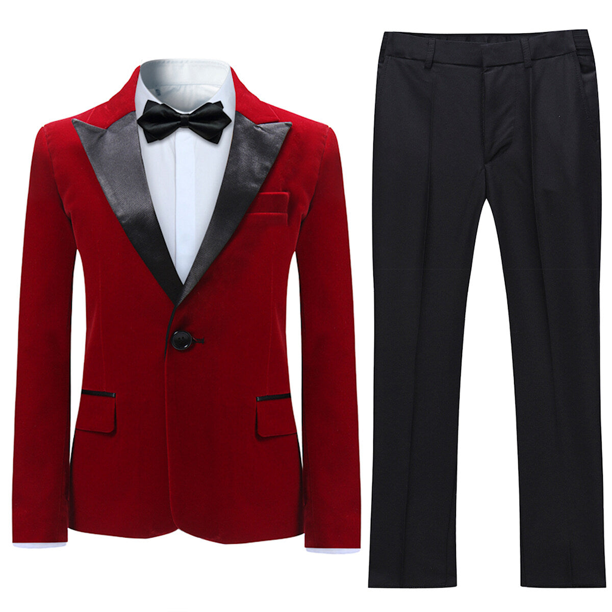 Youthup Boys 2Pce Dress Suit Velvet Slim Fit Blazer and Pants