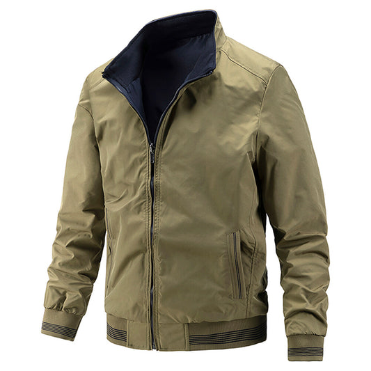 Youthup Mens Stand Collar Reversible Lightweight Bomber Jacket