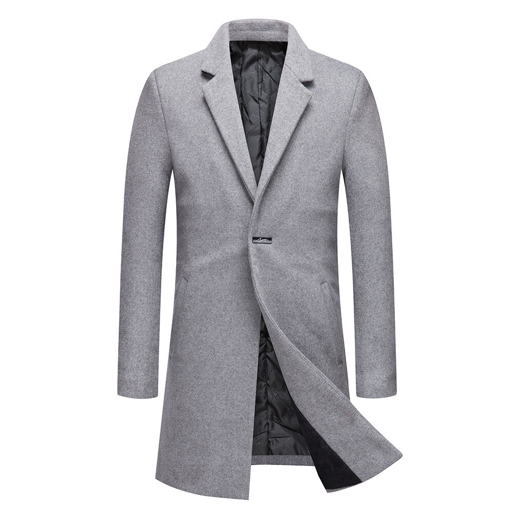 Youthup Mens Wool Blend Coat Lapel Fashion Slim Fit Overcoat