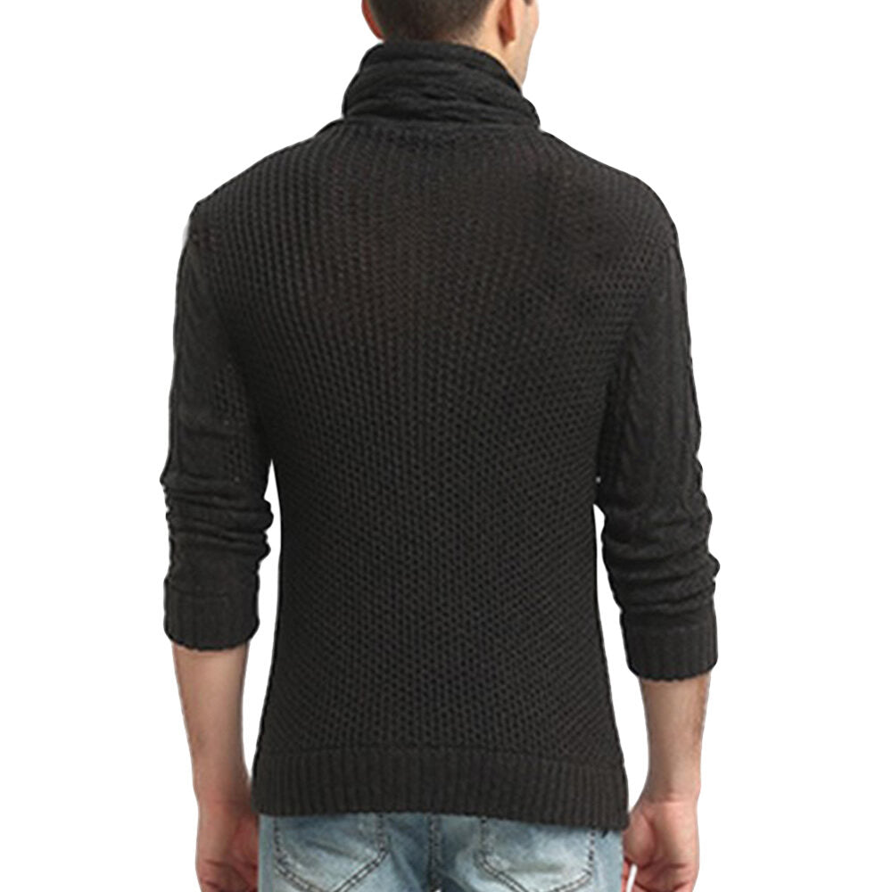 Youthup Mens Knitted Jacket Turtleneck Cardigan Sweaters