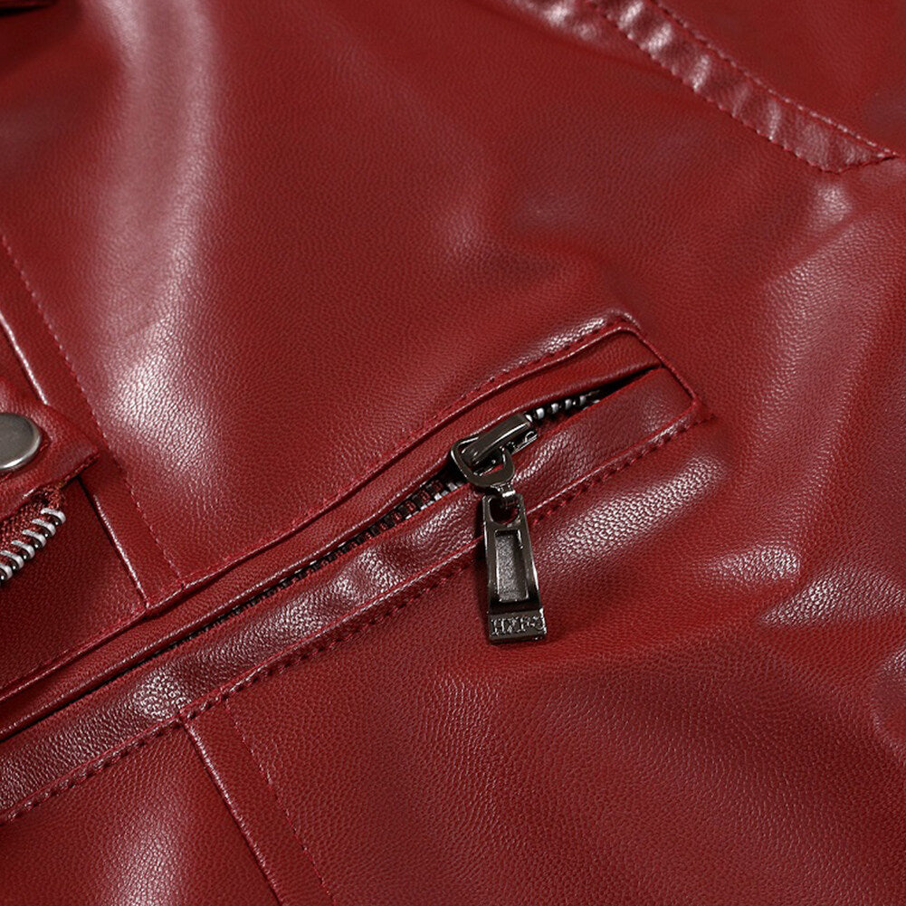Youthup Mens Glossy Leather Jacket