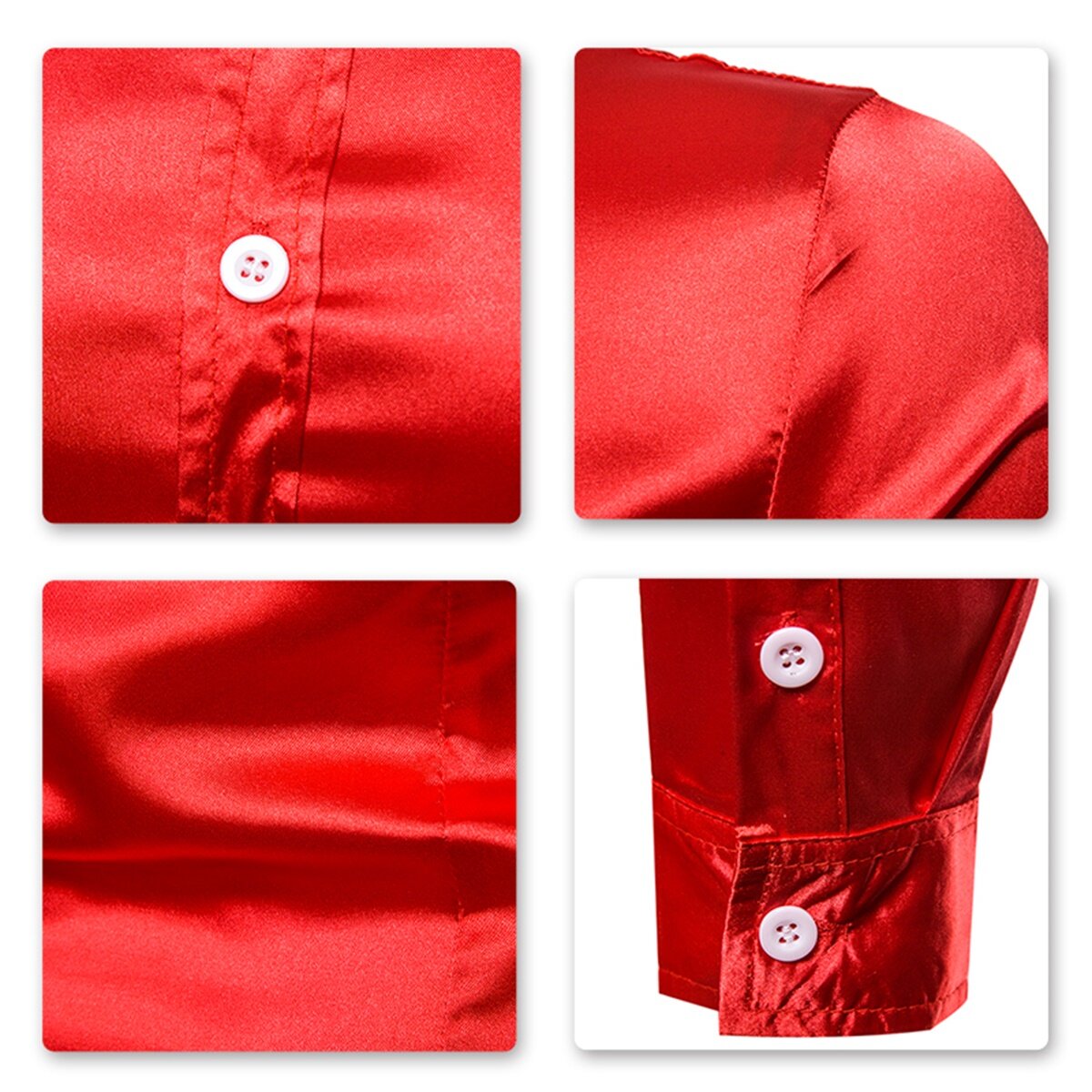 Youthup Mens Shiny LongSleeved Slim Fit Formal Shirt