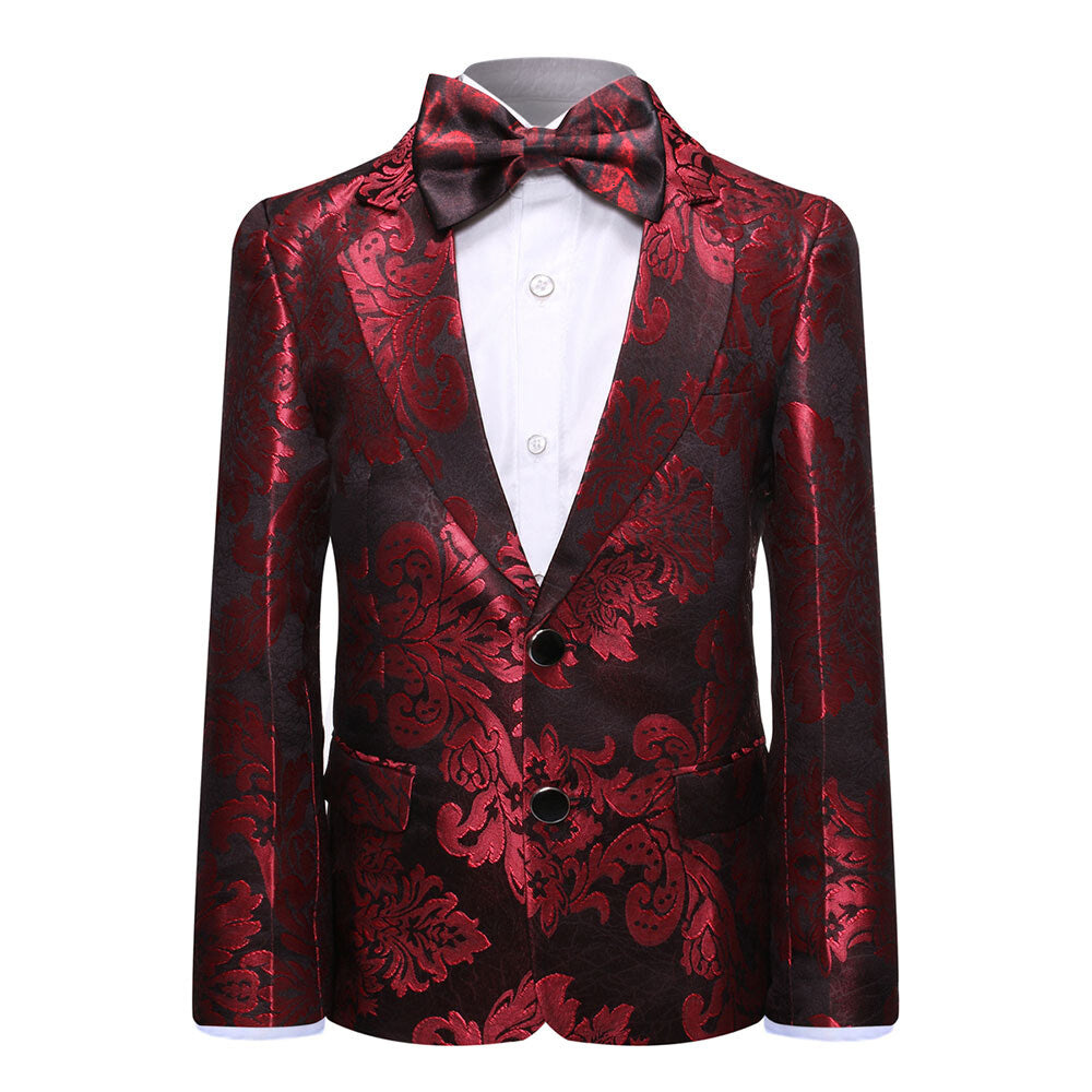 Youthup Boys Suit 2Pcs Shiny Print Blazer Wedding Party Dress