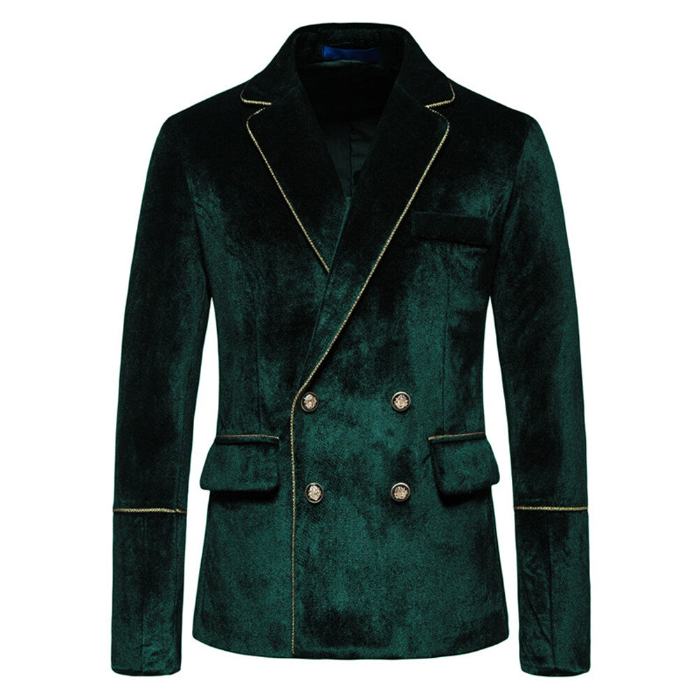 Youthup Mens Velvet Two-Piece Wedding Evening Dress Blazer And Pant
