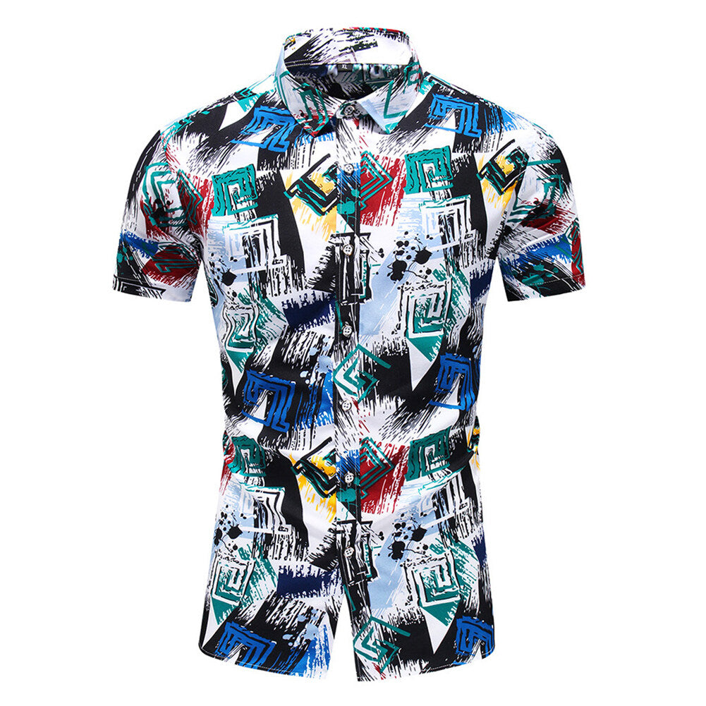 Youthup Mens Graffiti Painted Printed Hawaiian Beach Shirt