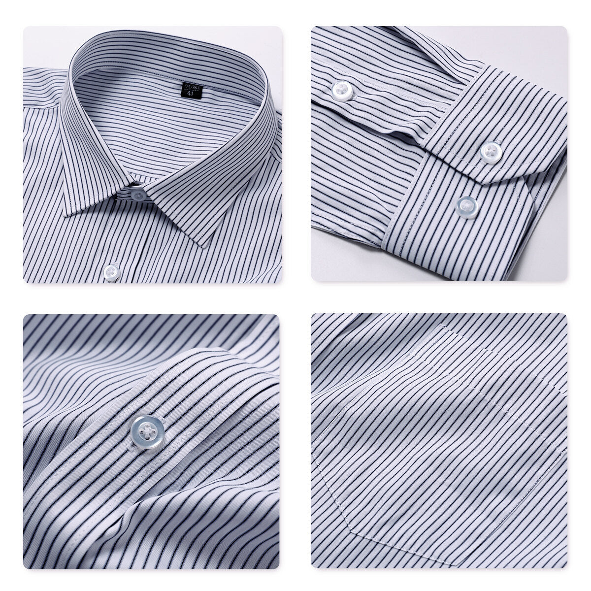 Youthup Mens Slim Business Shirt Striped Suit Shirt