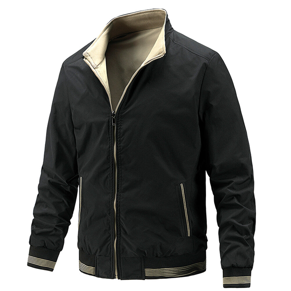 Youthup Mens Stand Collar Reversible Lightweight Bomber Jacket