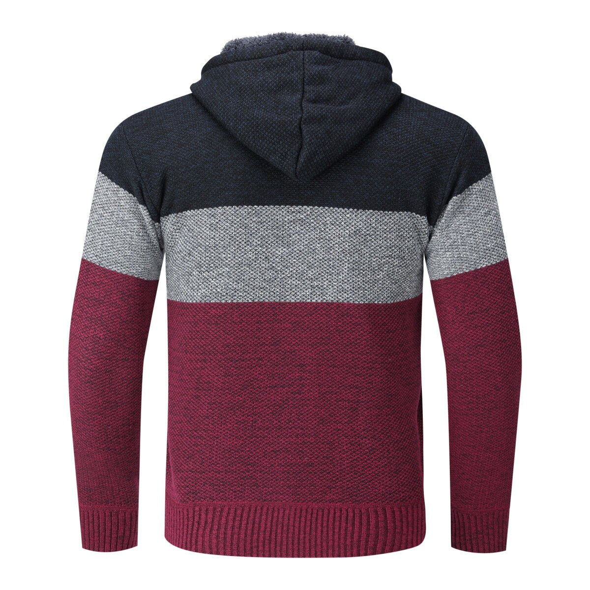 Youthup Mens Hooded Cardigan Fleece-lined Knitted Pullover Sweater