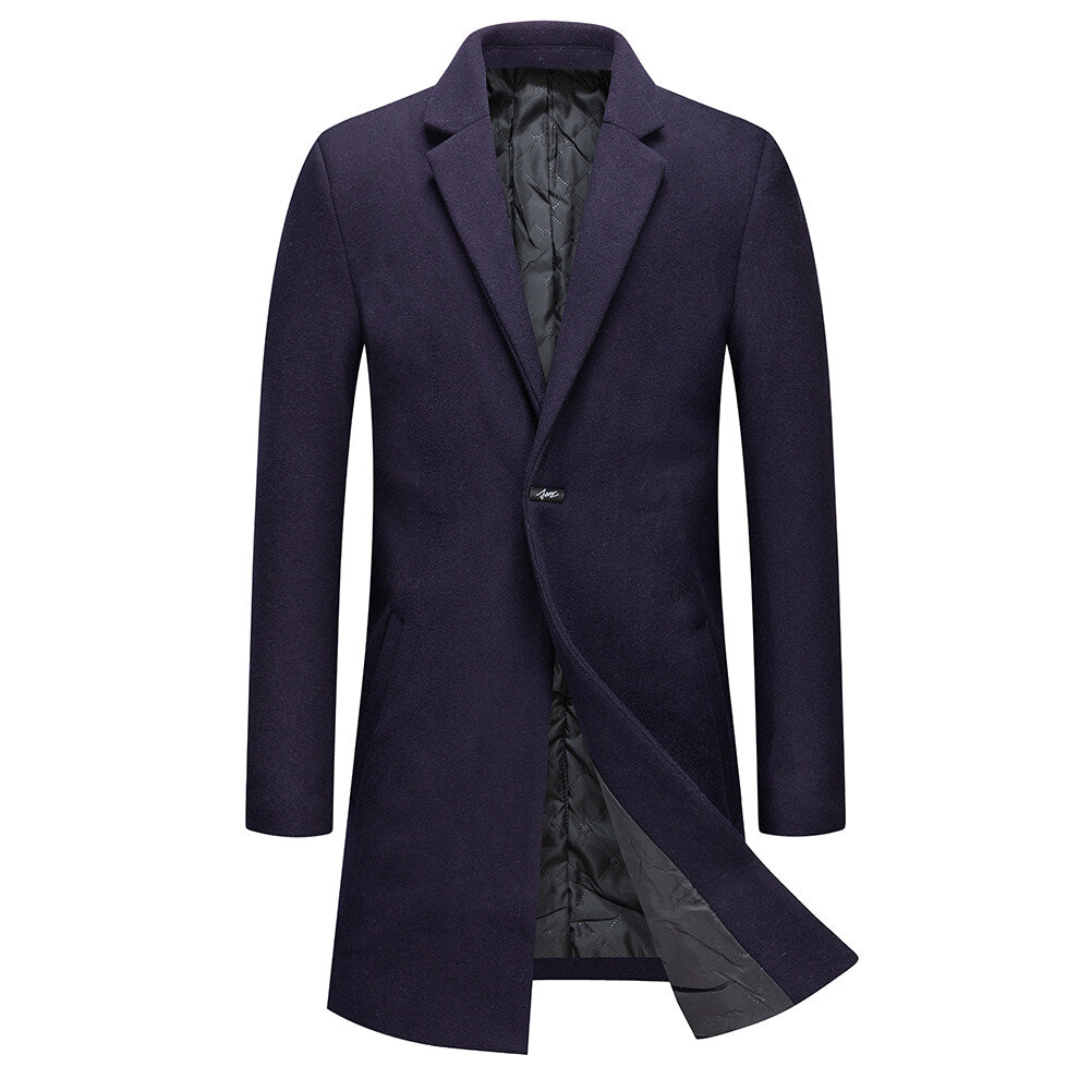 Youthup Mens Wool Blend Coat Lapel Fashion Slim Fit Overcoat