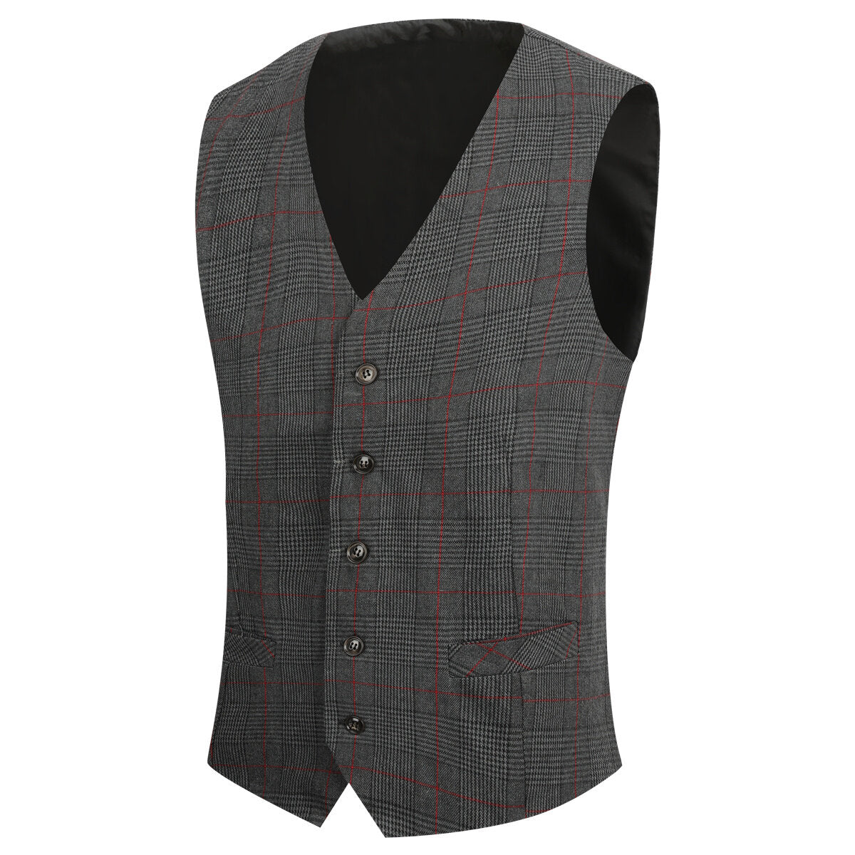 Youthup Mens Plaid Suit Vest Business Slim Fit Formal Dress Waistcoat