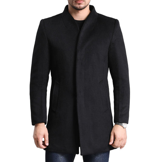 Youthup Mens Single Breasted Wool Slim Fit Pea Coat