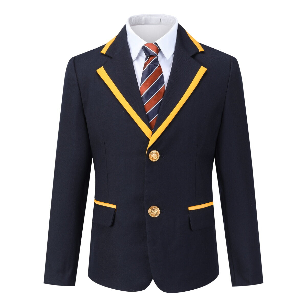 Youthup Boys Teens Uniform 4Pcs Colorblock Suit Wedding Tuxedo Formal Dress