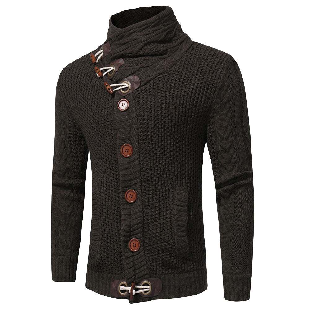 Youthup Mens Knitted Jacket Turtleneck Cardigan Sweaters